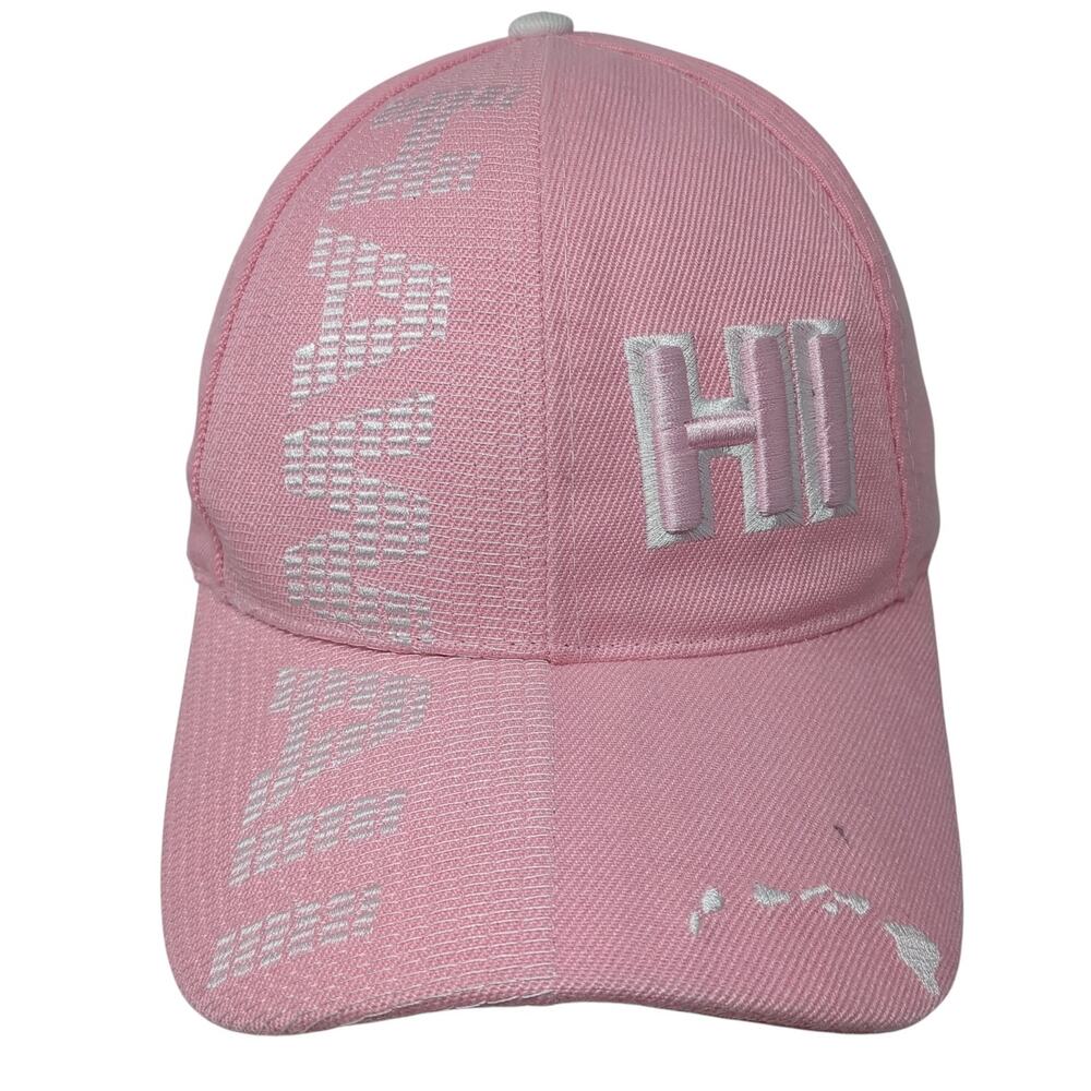 Hawaii HI Strapback Baseball Cap Pink One Size Adjustable Island Crew Hawaii